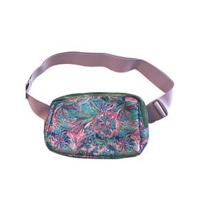 Fanny Pack Belt Bag Purple Floral‎ Print Travel Waist Bag Adjustable Strap